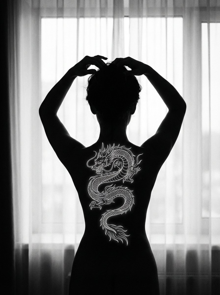 Silhouette Dragon Tattoo Art