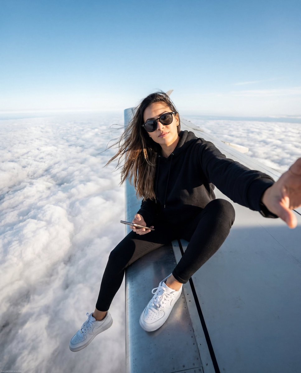 Wing Selfie Above the Clouds