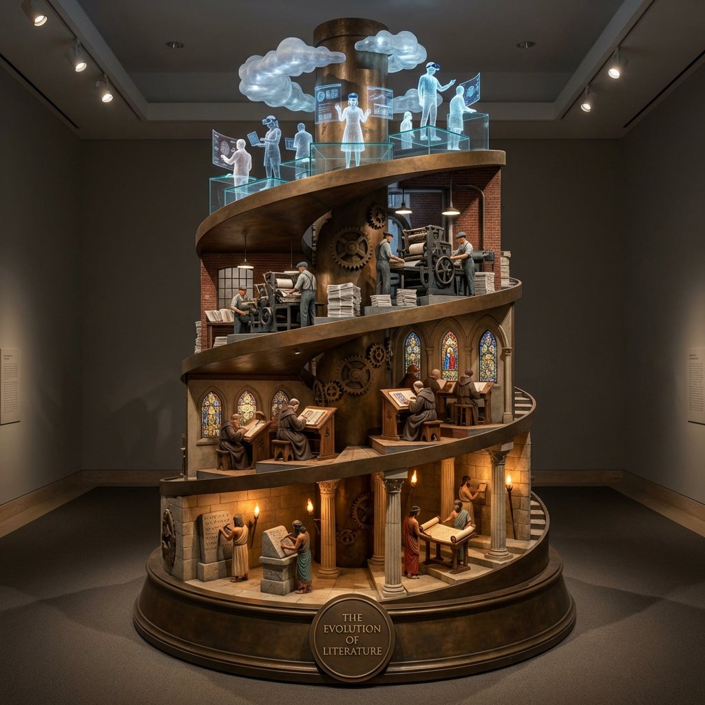 Literature Evolution Helical Tower Art