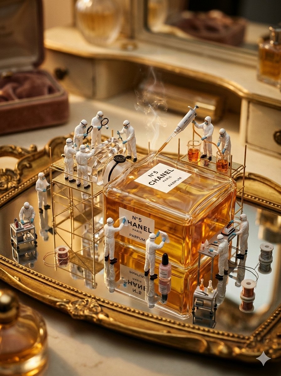 Tiny Workers Maintaining Luxury Icons