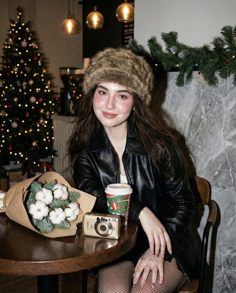 Christmas Café Cool Girl Portrait