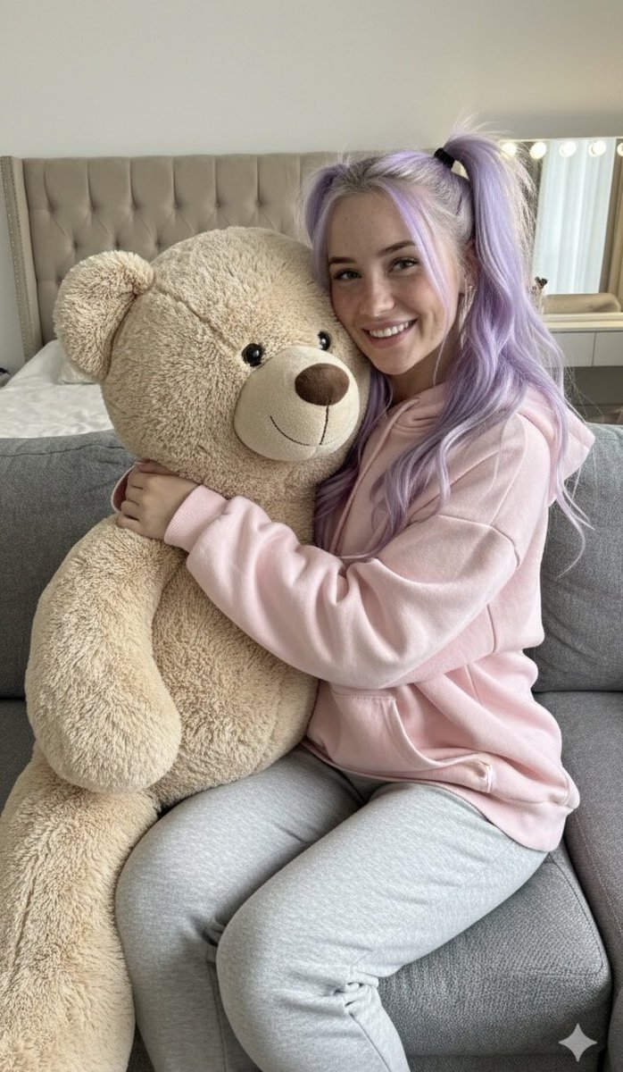 Freckled Girl Hugging Teddy Bear