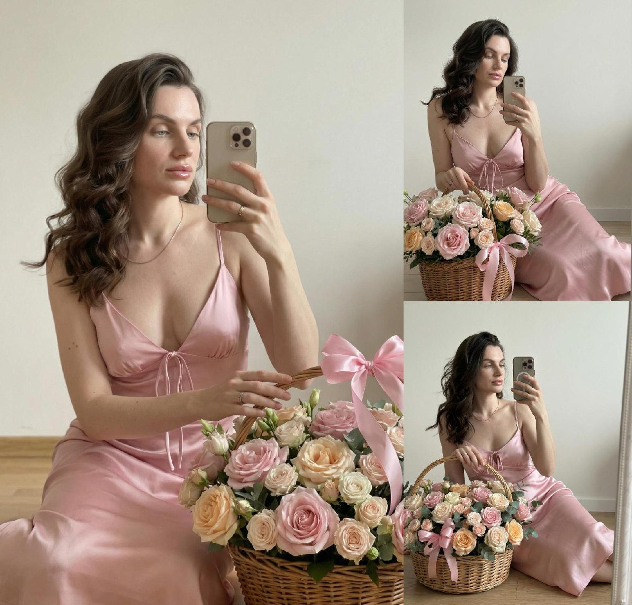 Pink Satin Mirror Selfie