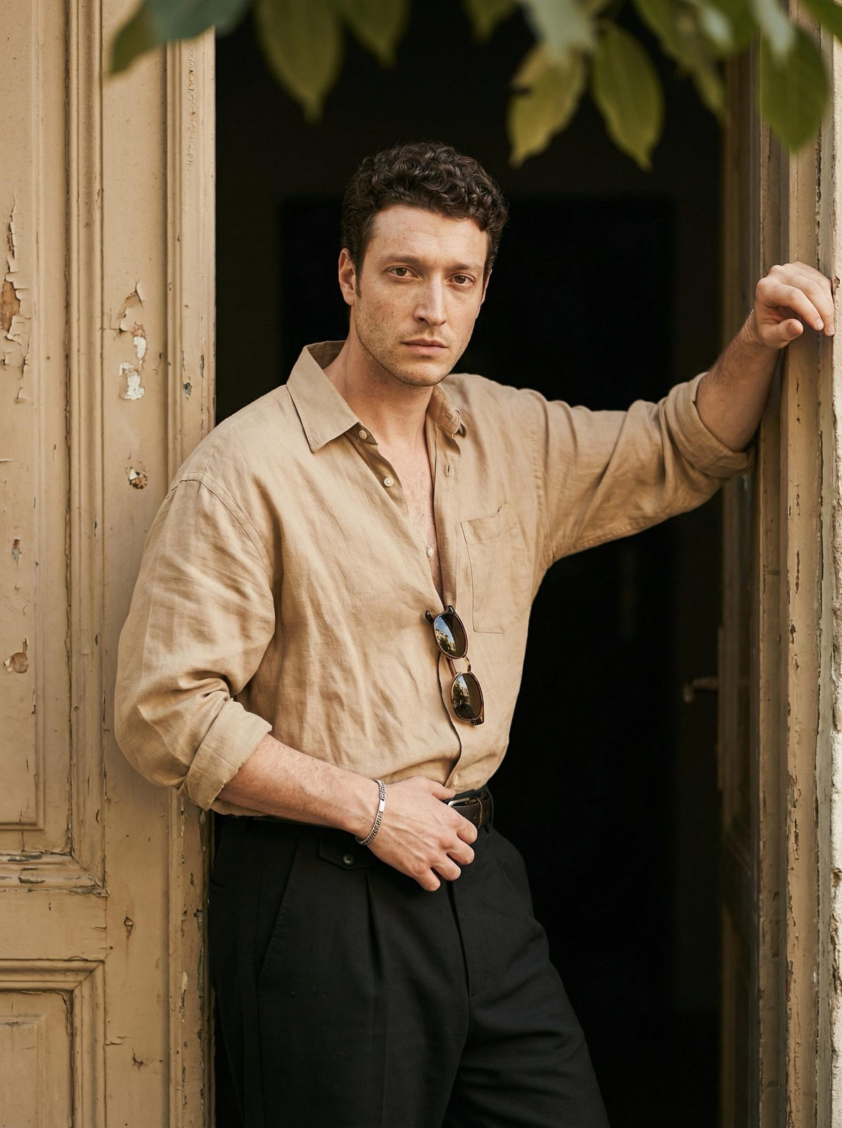 Effortless Style in Old Doorway