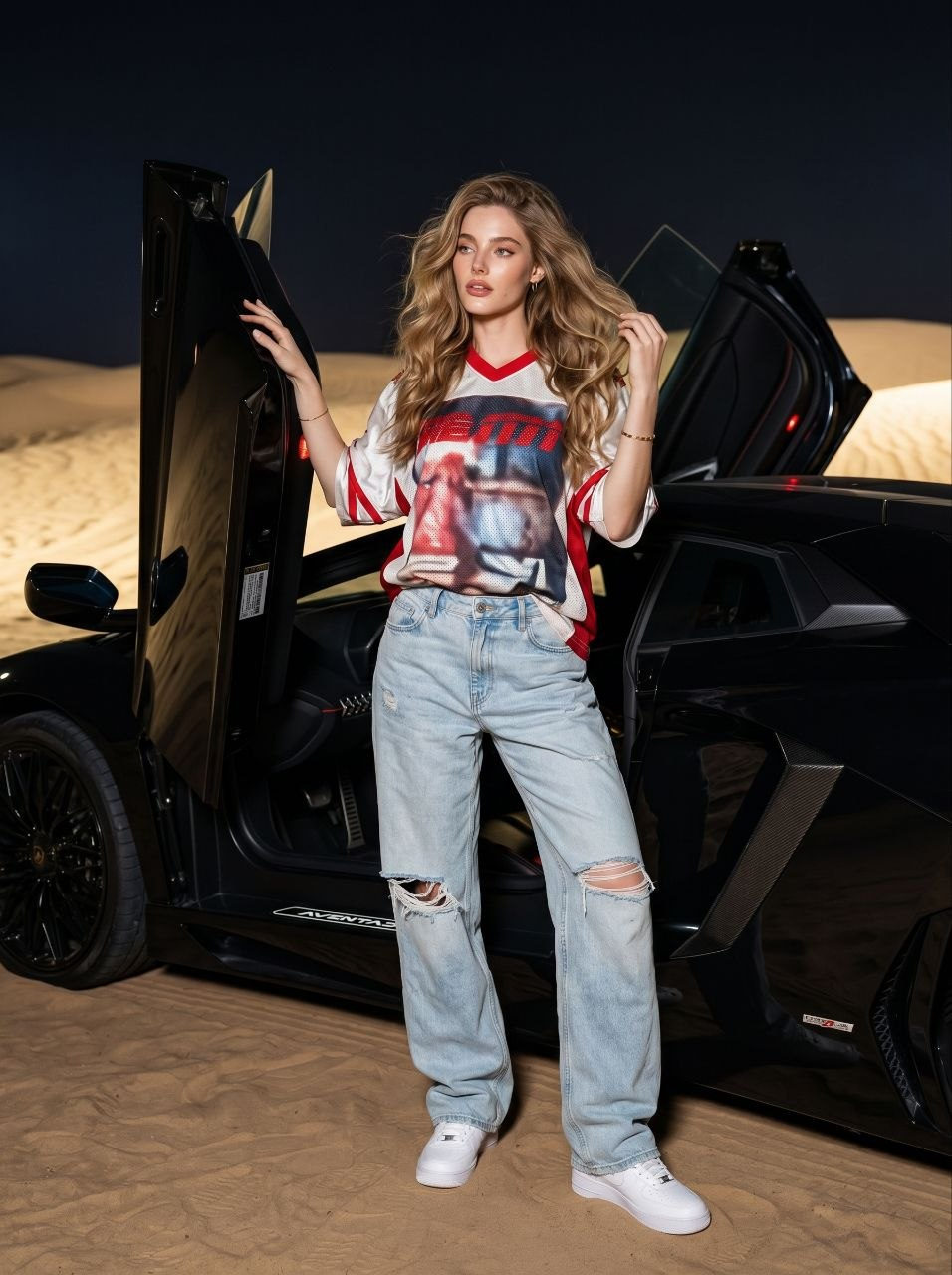 Night Desert Supercar Glamour Portrait
