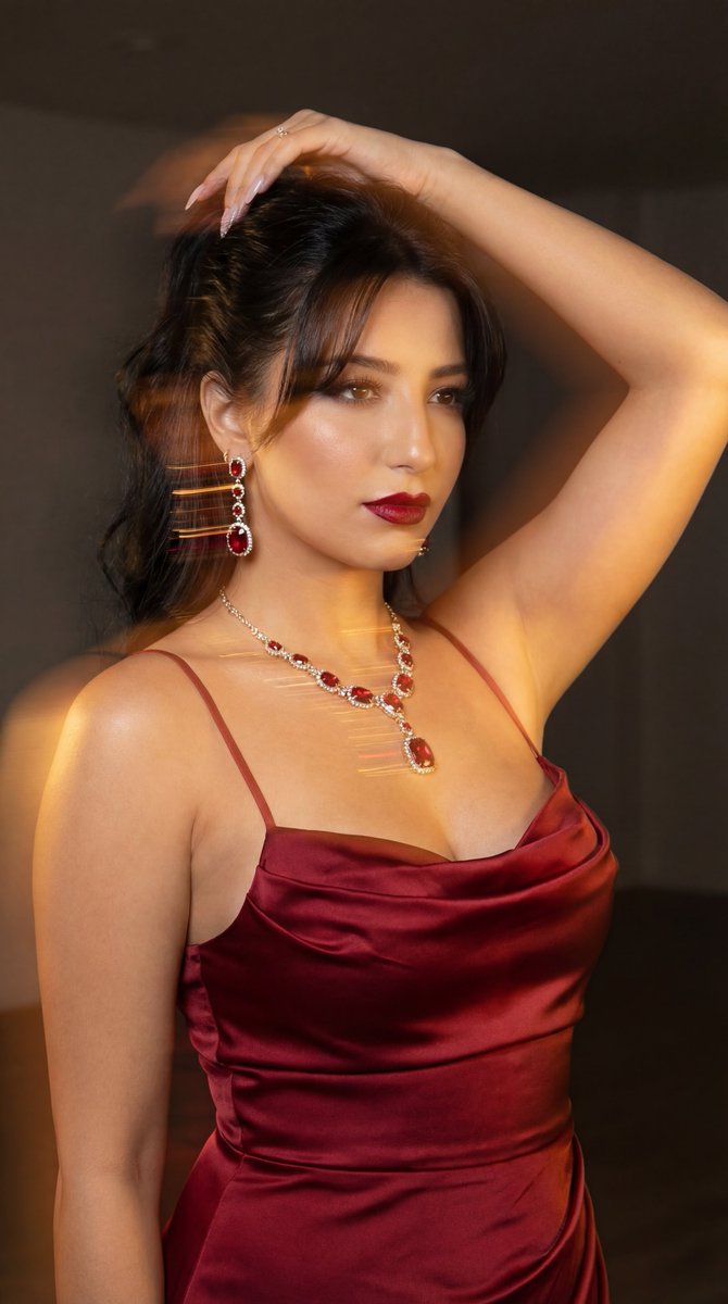 Crimson Satin Glamour Portrait