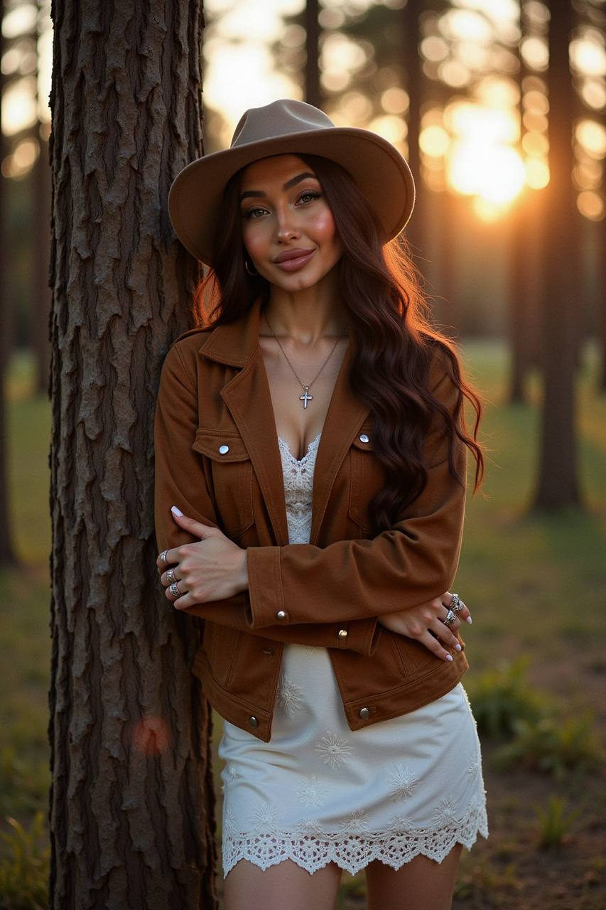 Golden Hour Forest Fashion Portrait