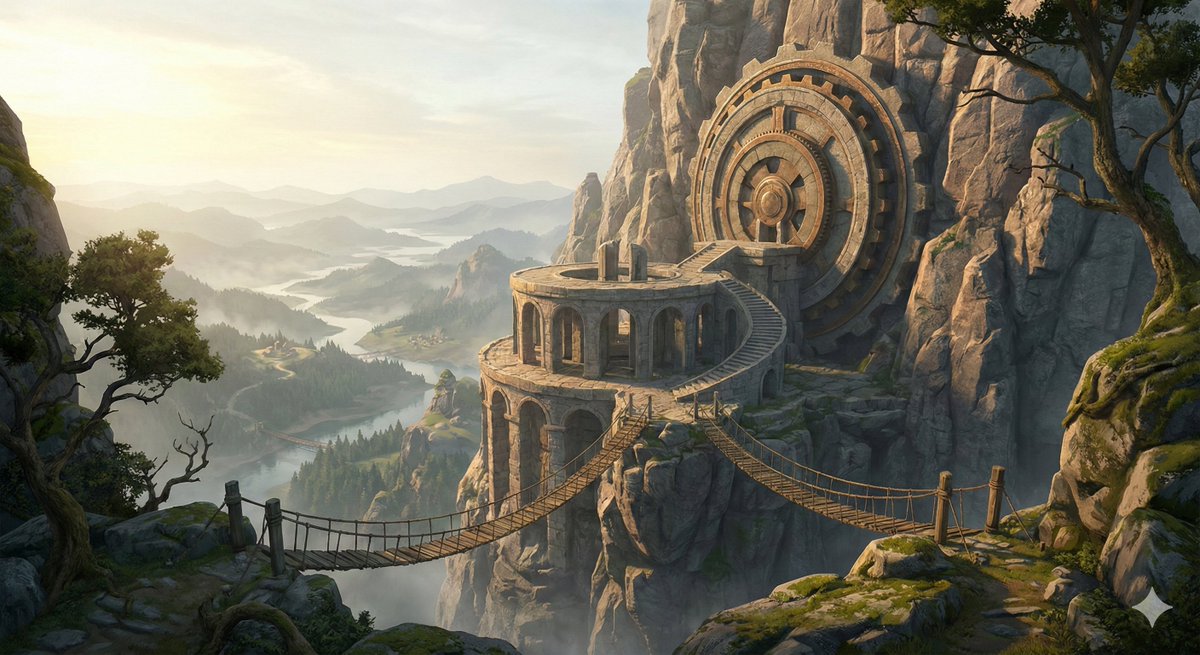 Cinematic Ancient Cliff Observatory Concept Art
