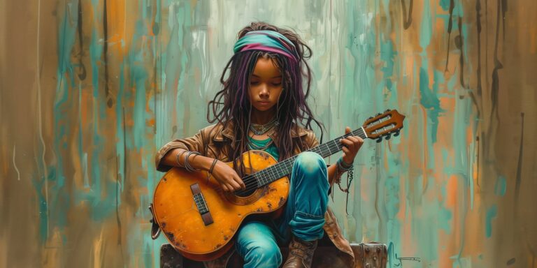 Zoe Saldana child classical guitar player
