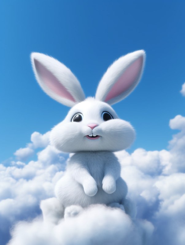 White cloud cute rabbit