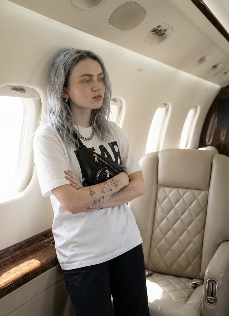 Rebel Girl Flips Off in Private Jet