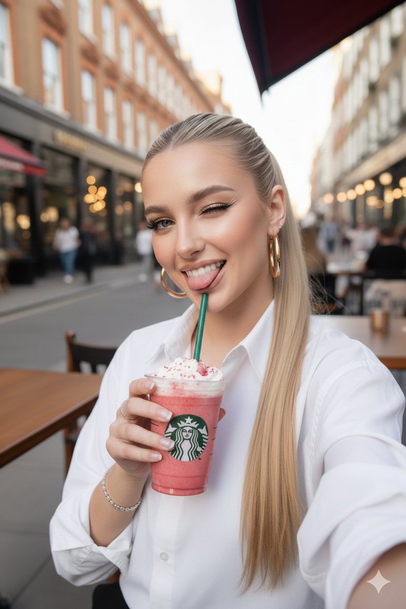 Golden Hour Starbucks Selfie Girl