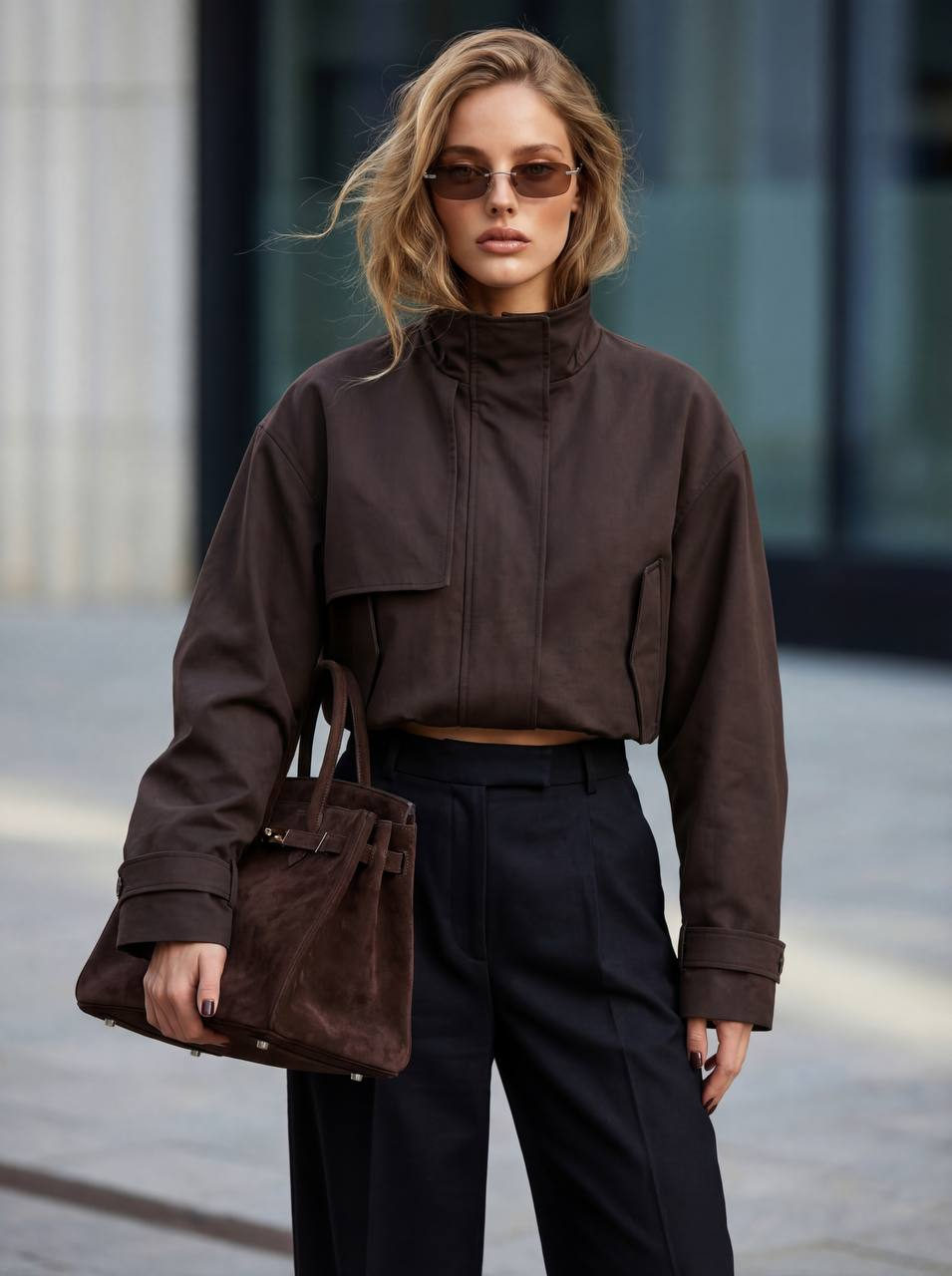 Chic Brown Trench Bomber Style