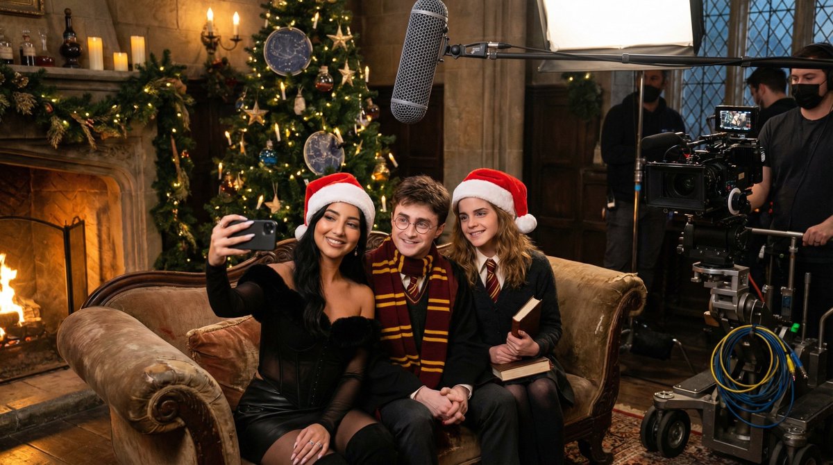 Wizard School Christmas Selfie BTS