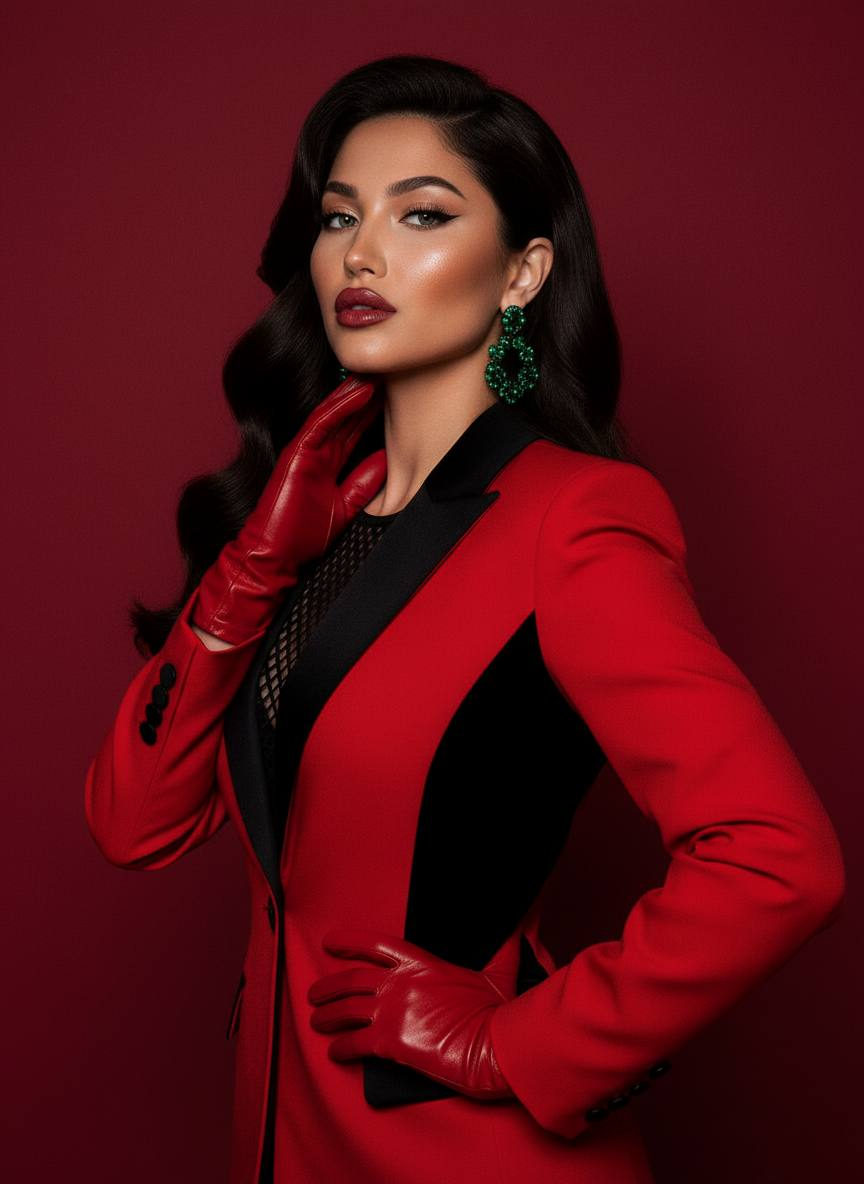 Glamorous Red High Fashion Portrait
