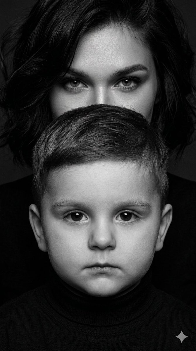 Mother Child Black White Portrait