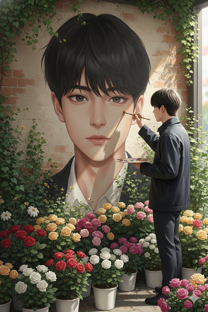 Cafe Mural Self Portrait Art