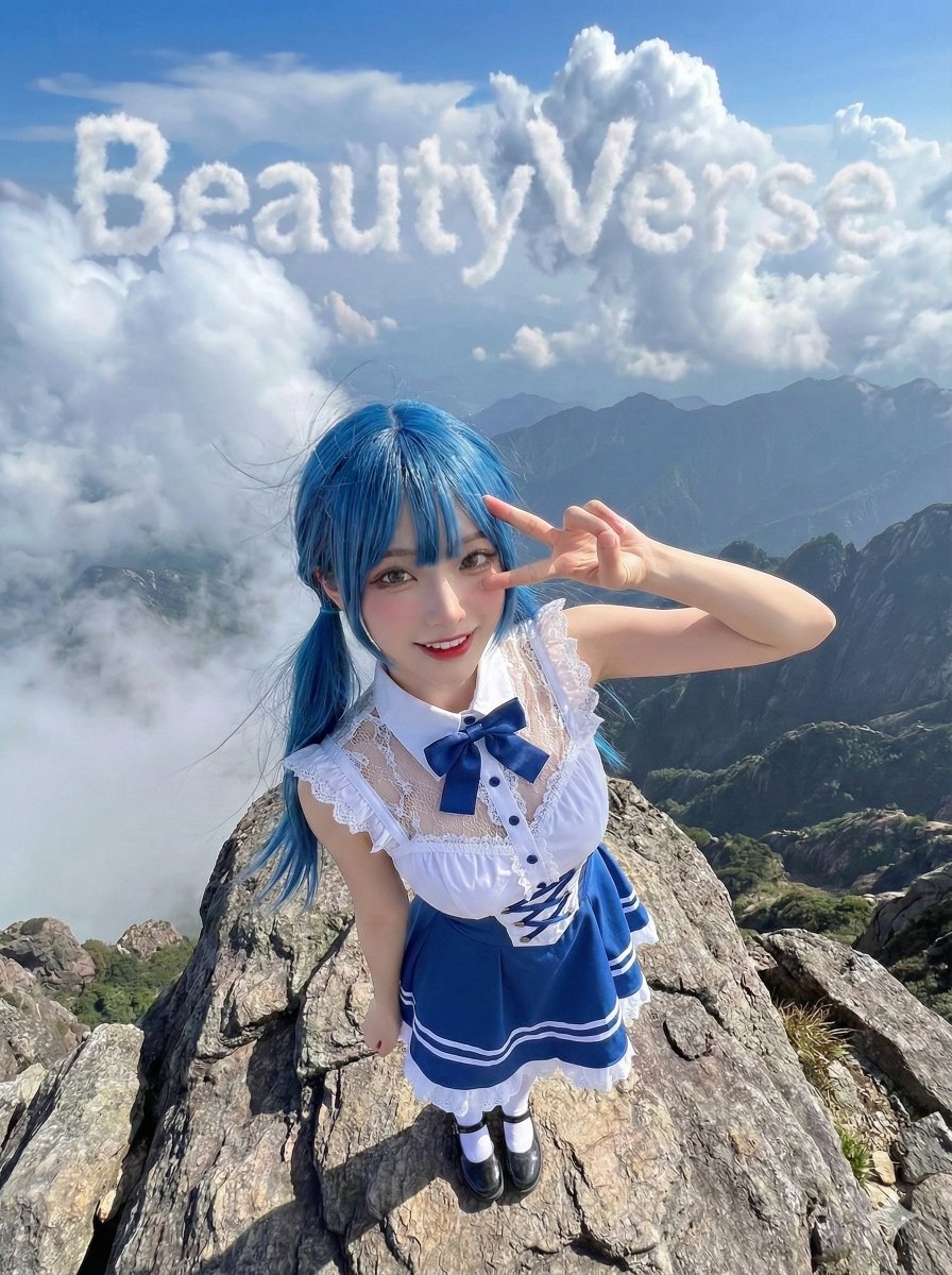 Peace Sign Girl on Mountain Peak