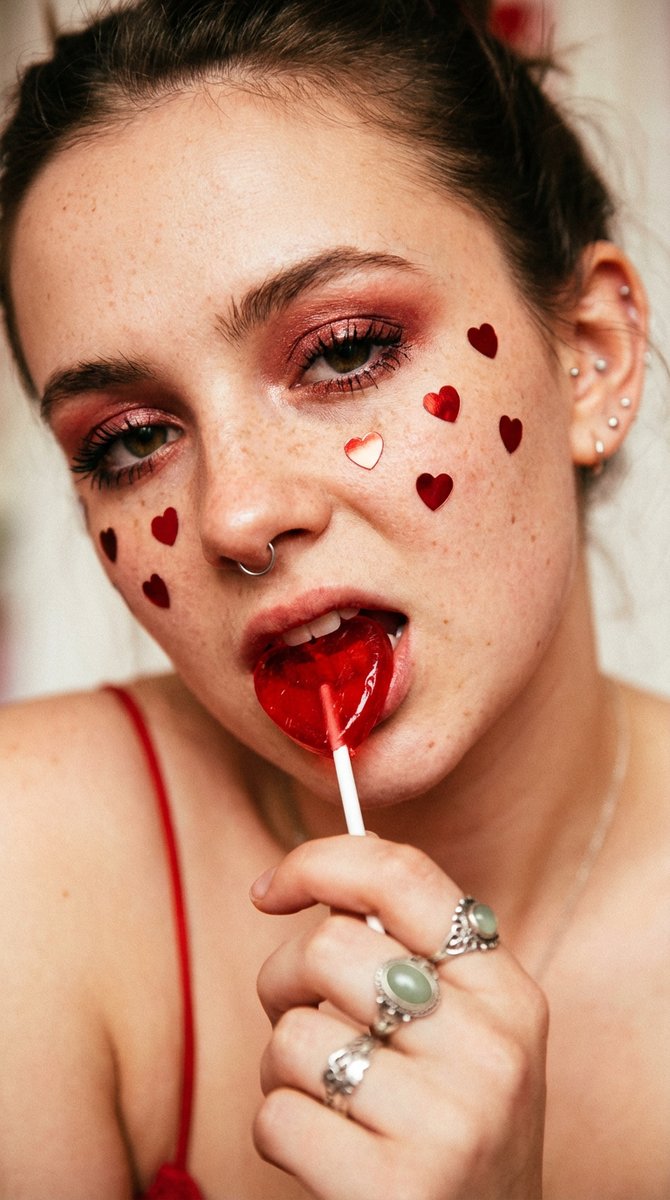 Crimson Coquette Lollipop Portrait