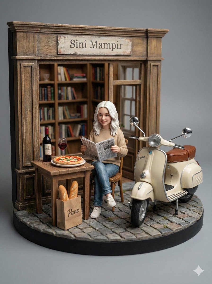 Miniature Cafe Diorama Scene