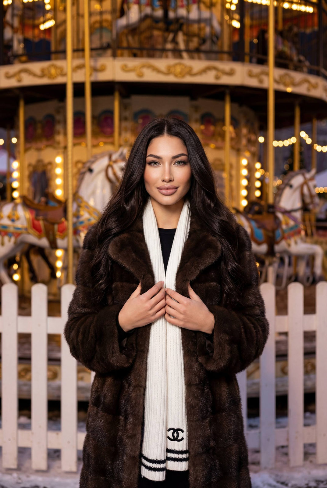 Winter Carousel Elegance Portrait