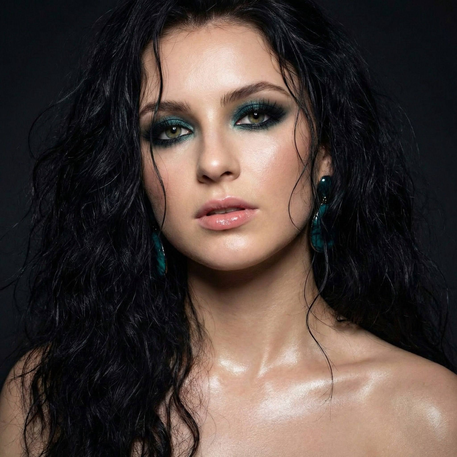 Glamorous Wet Hair Smoky Portrait