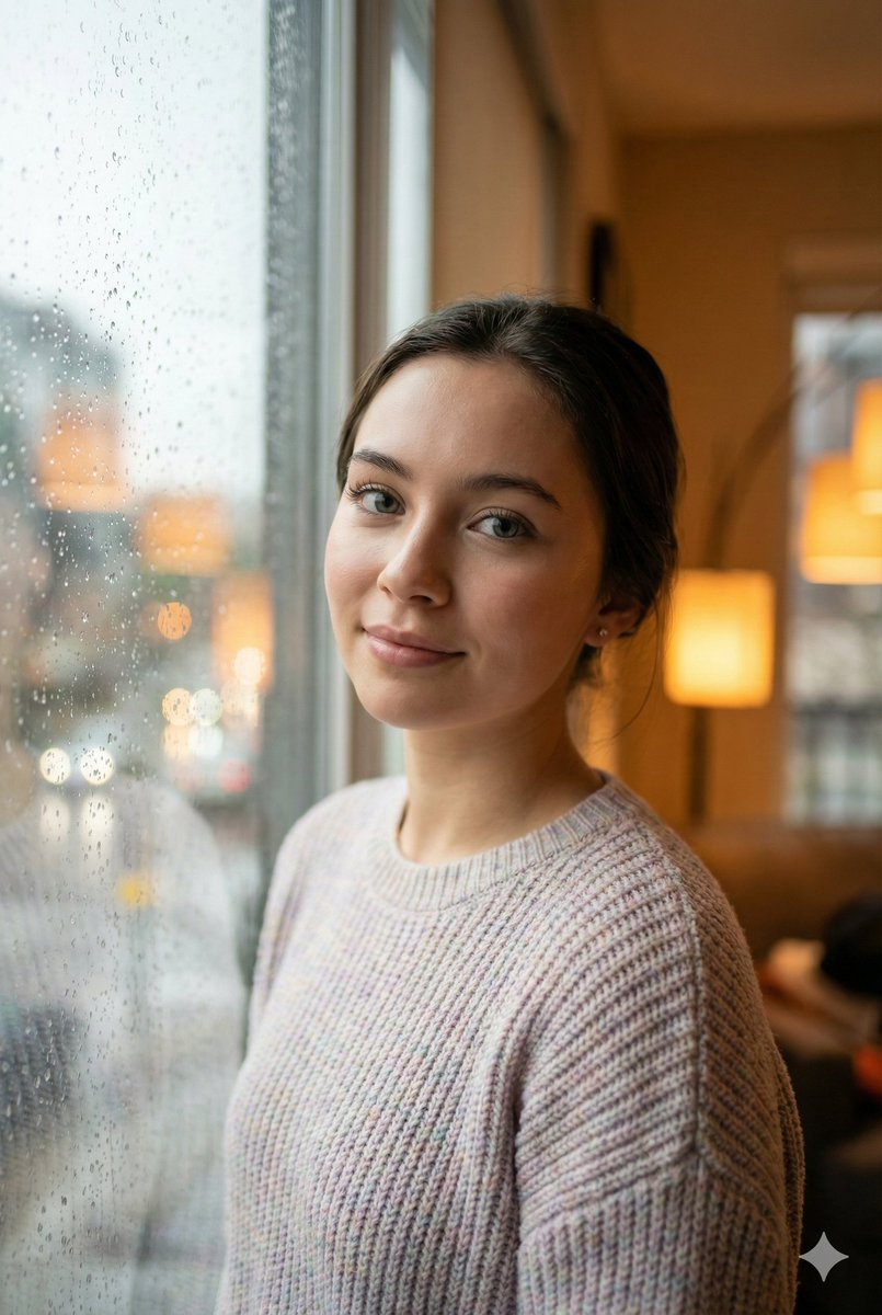 Rainy Window Portrait Glow