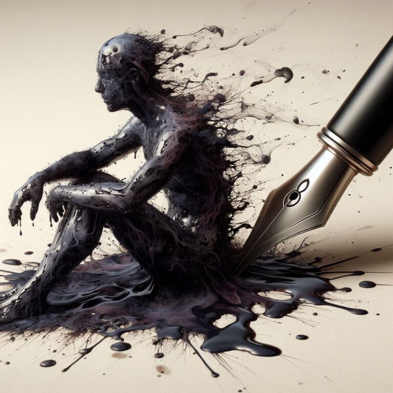 Human figure has evoked made of ink