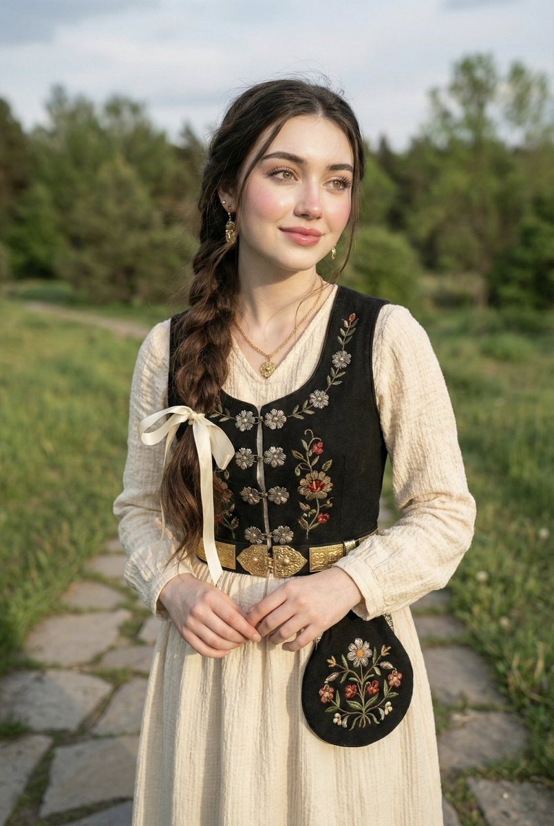 Traditional Braided Girl Outdoor Selfie Portrait
