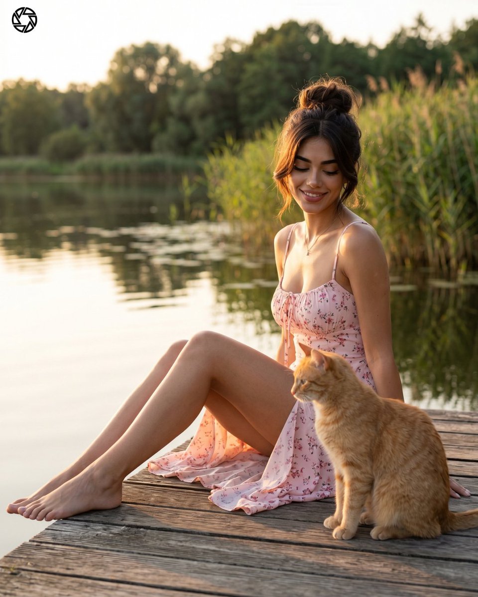 Cinematic Lakeside Portrait at Golden Hour