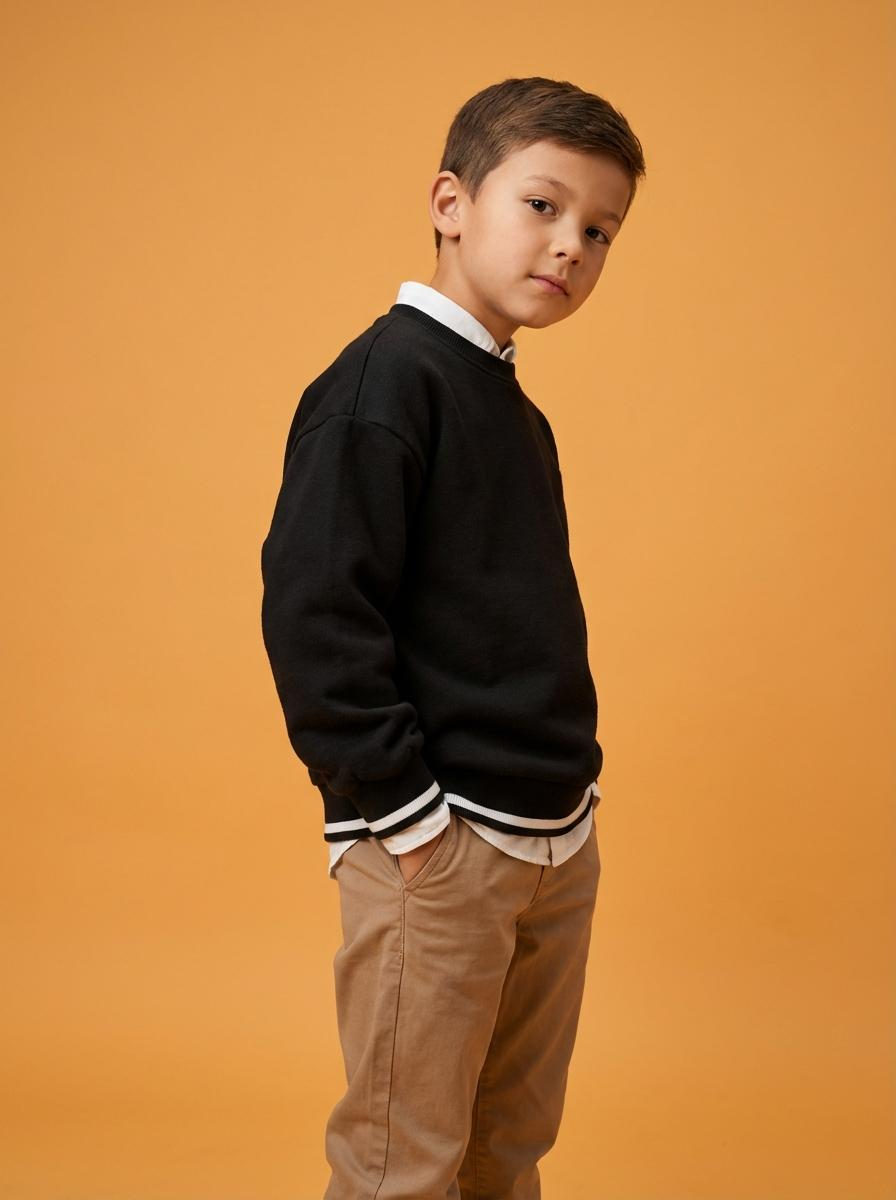 Boy Studio Fashion Portrait Orange