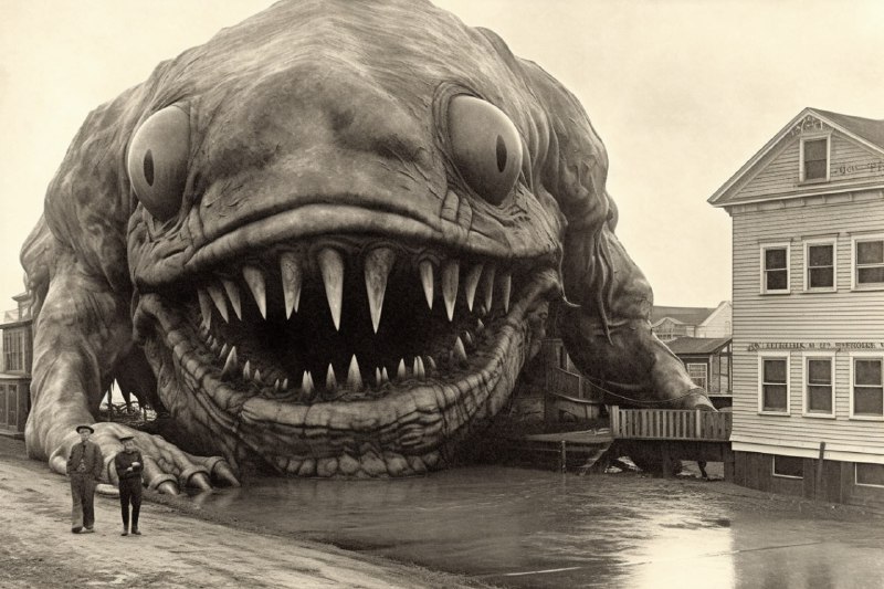 Horrifying vintage huge monster