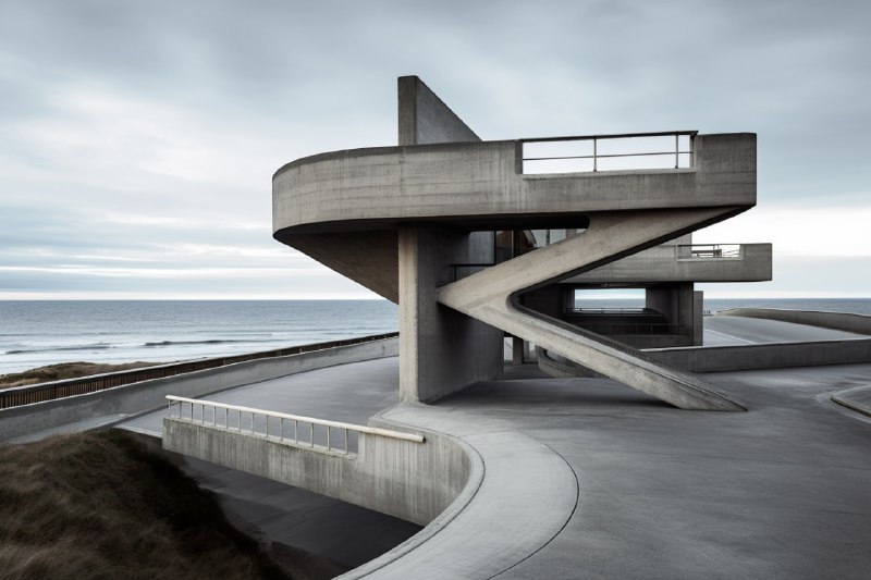 Industrial futuristic concrete flats structure