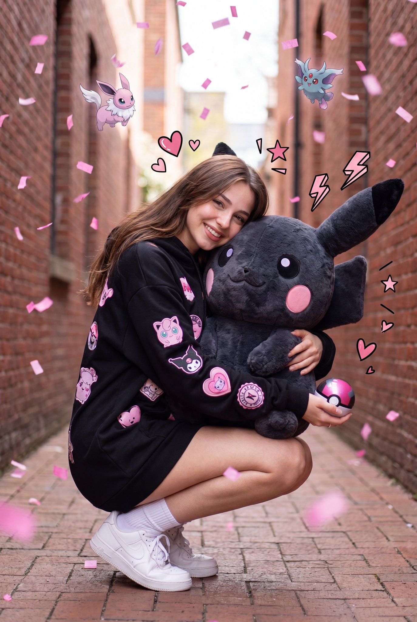 Cute Girl Pink Plush Alley Portrait