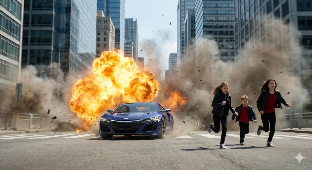 Supercar Outruns Massive Explosion