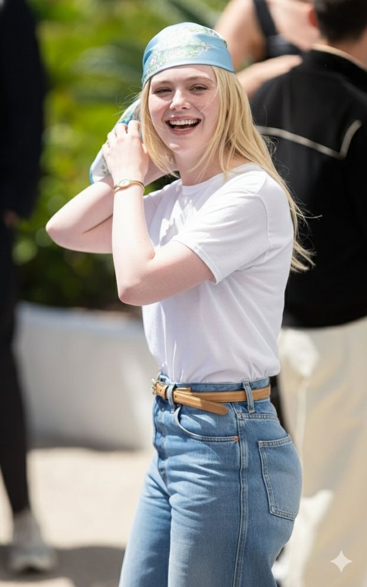 Joyful Blonde Girl Street Candid Photo