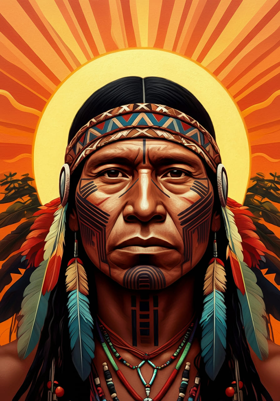 Hopeful Indigenous Man Painting Strength