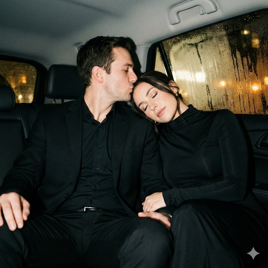 Y2K Night Car Couple Portrait