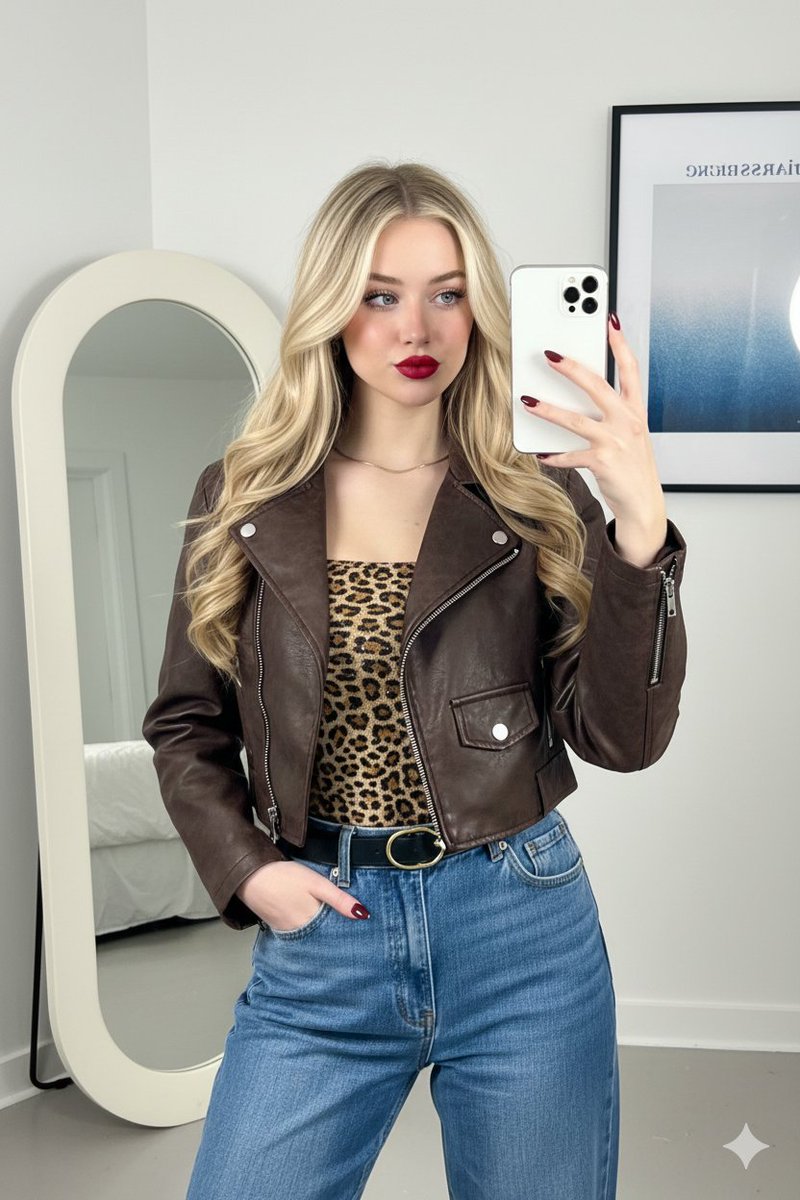 Stylish Leopard Print Leather Look