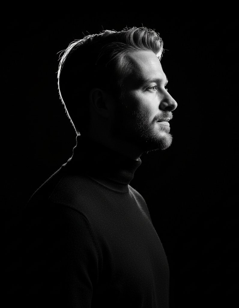 Monochrome Solitude Edge Light Portrait