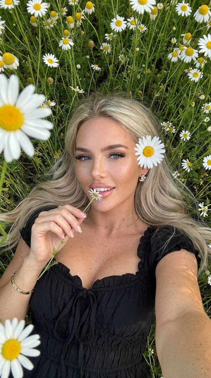 Chamomile Field Selfie Portrait