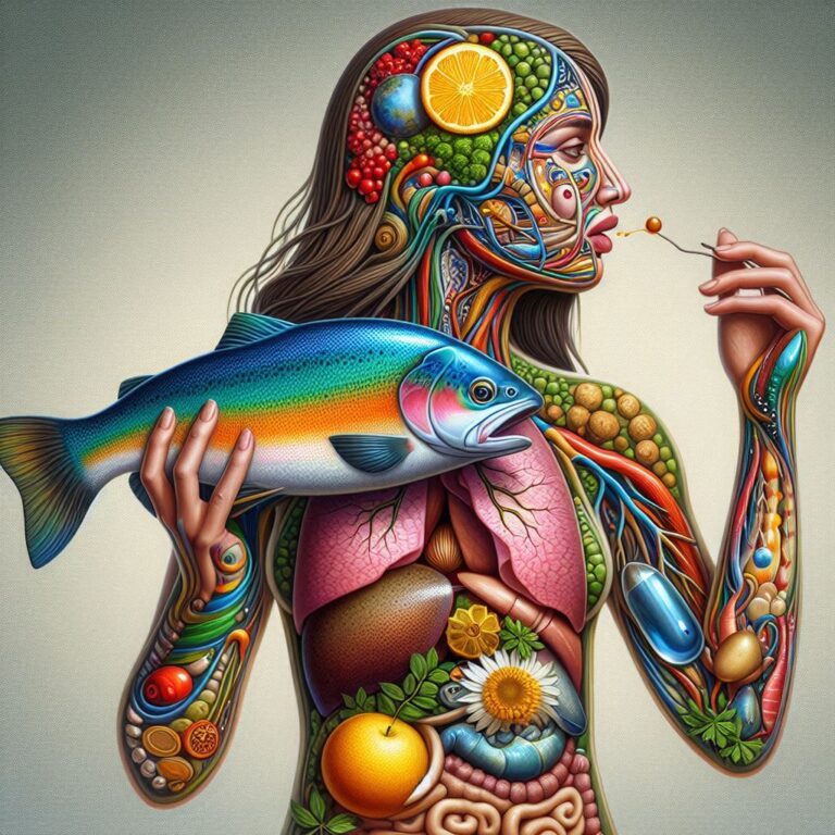 Girl With Rainbow Trout Metabolic Symbolism Artwork