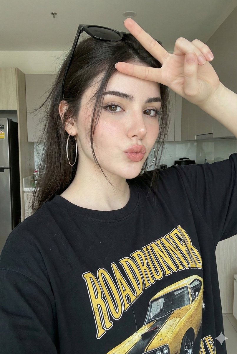 Retro Selfie Girl V Sign