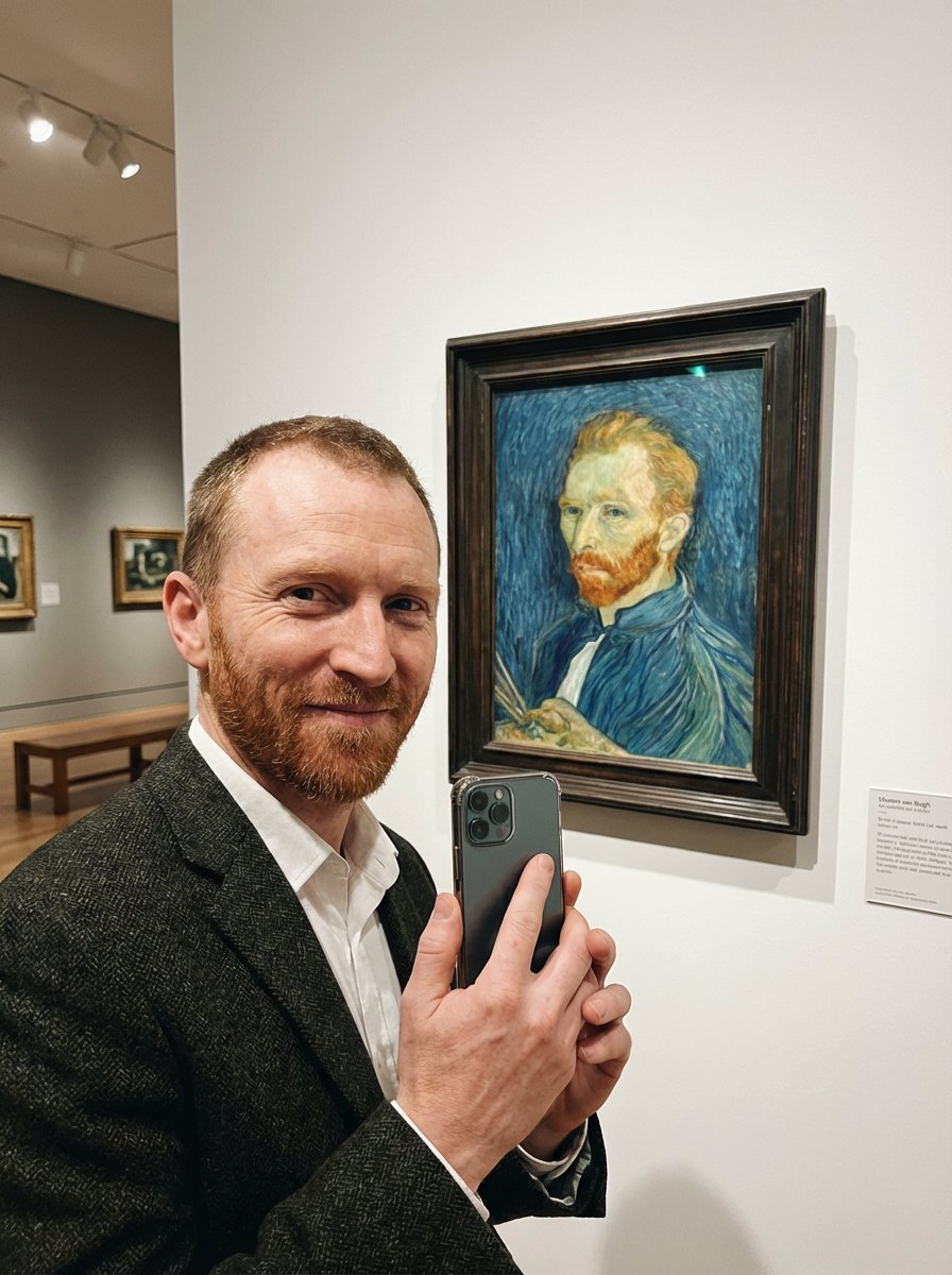 Van Gogh’s Modern Selfie in Museum