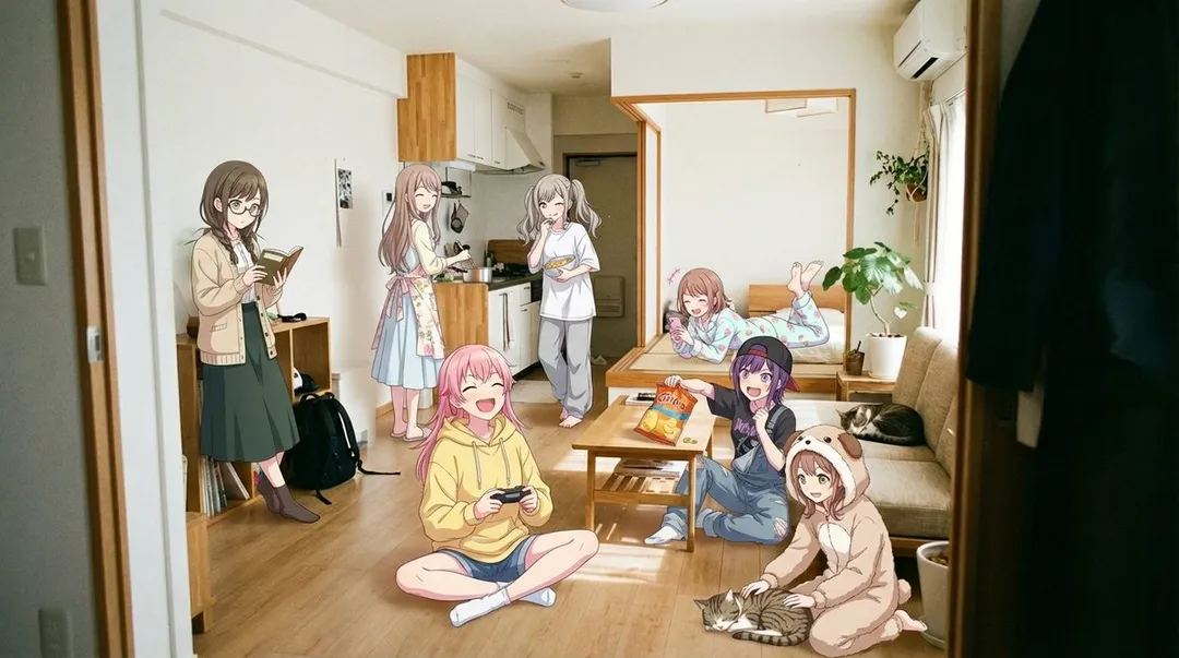 Anime Girls Crash Real Room Party