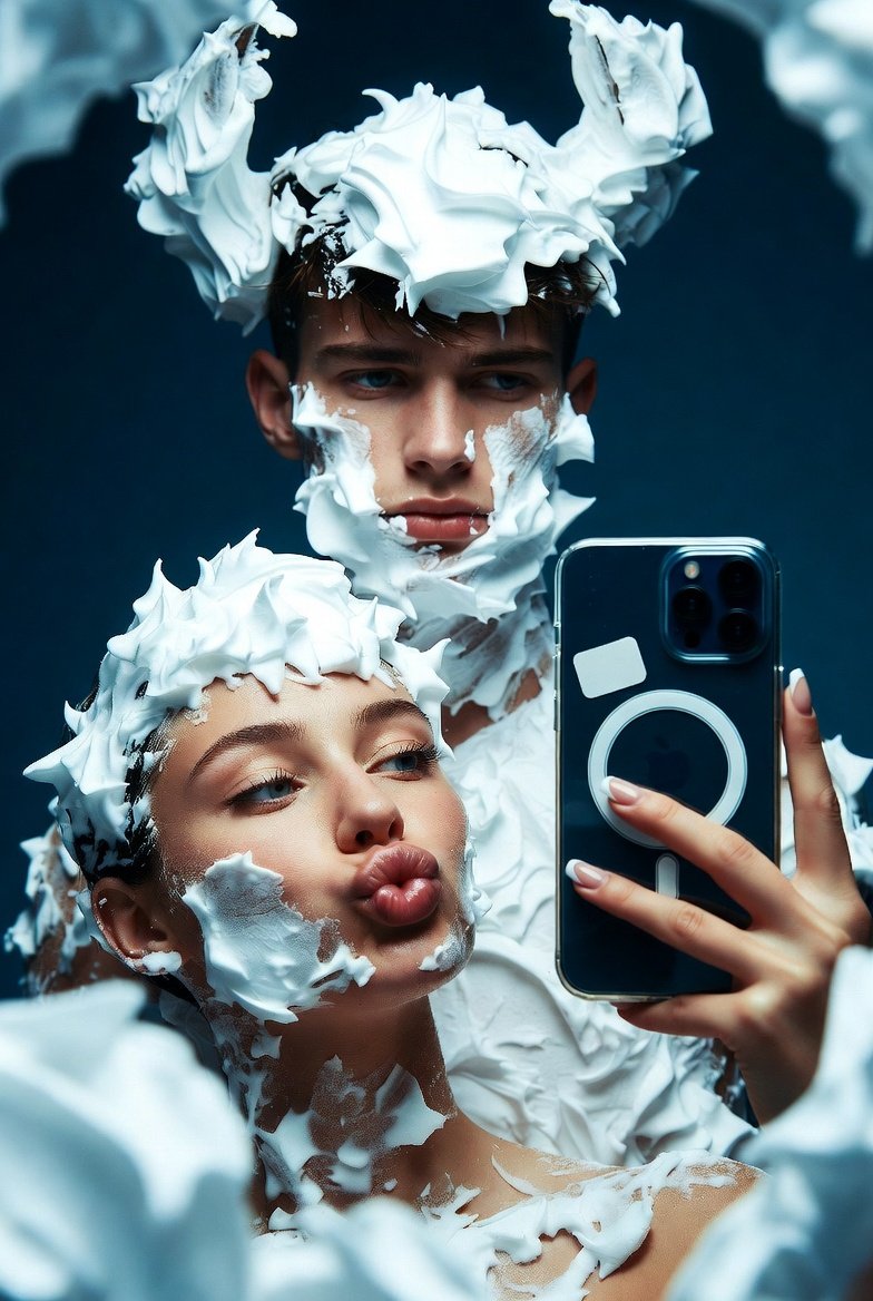 Foam Couple Mirror Selfie