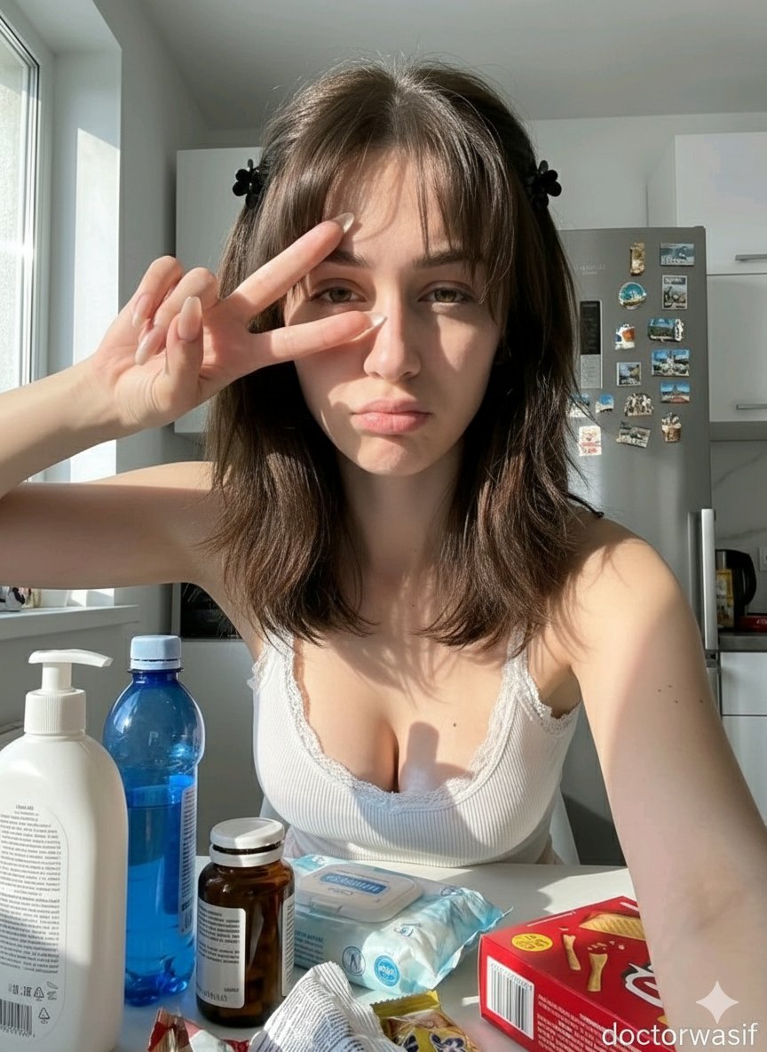 Ultra-realistic kitchen selfie