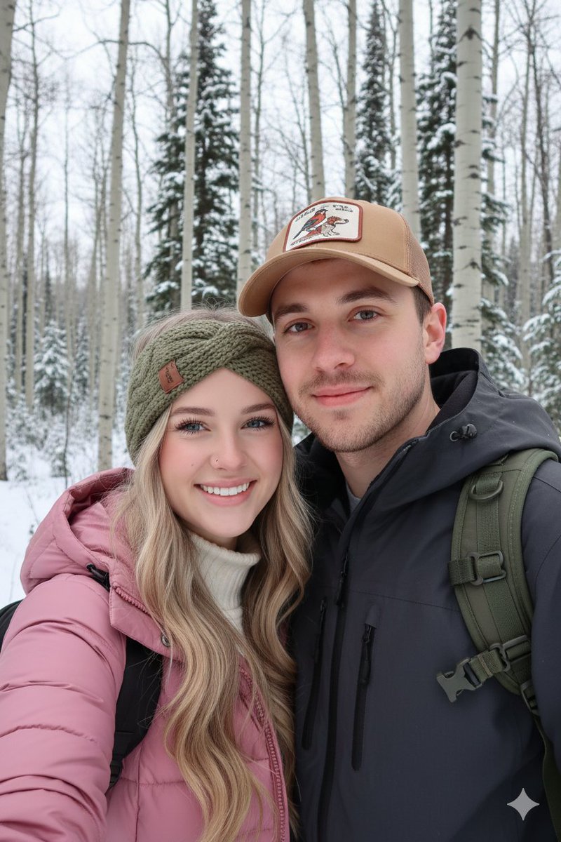 Winter Forest Couple Selfie
