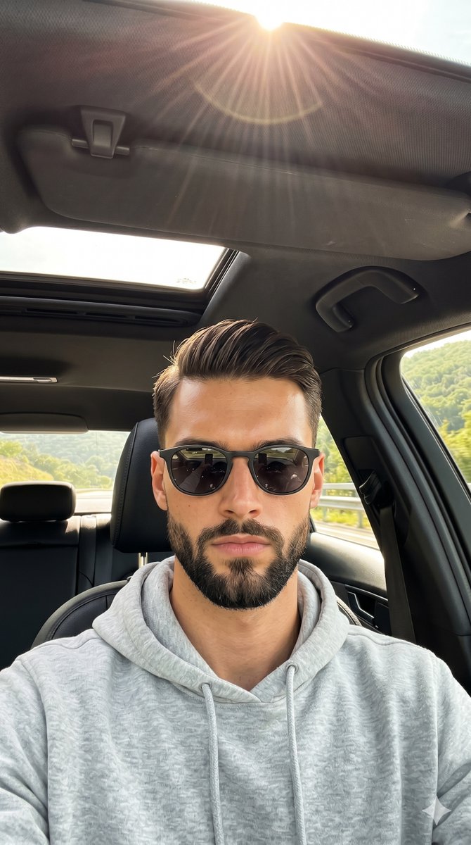Sunny Road Trip Car Portrait