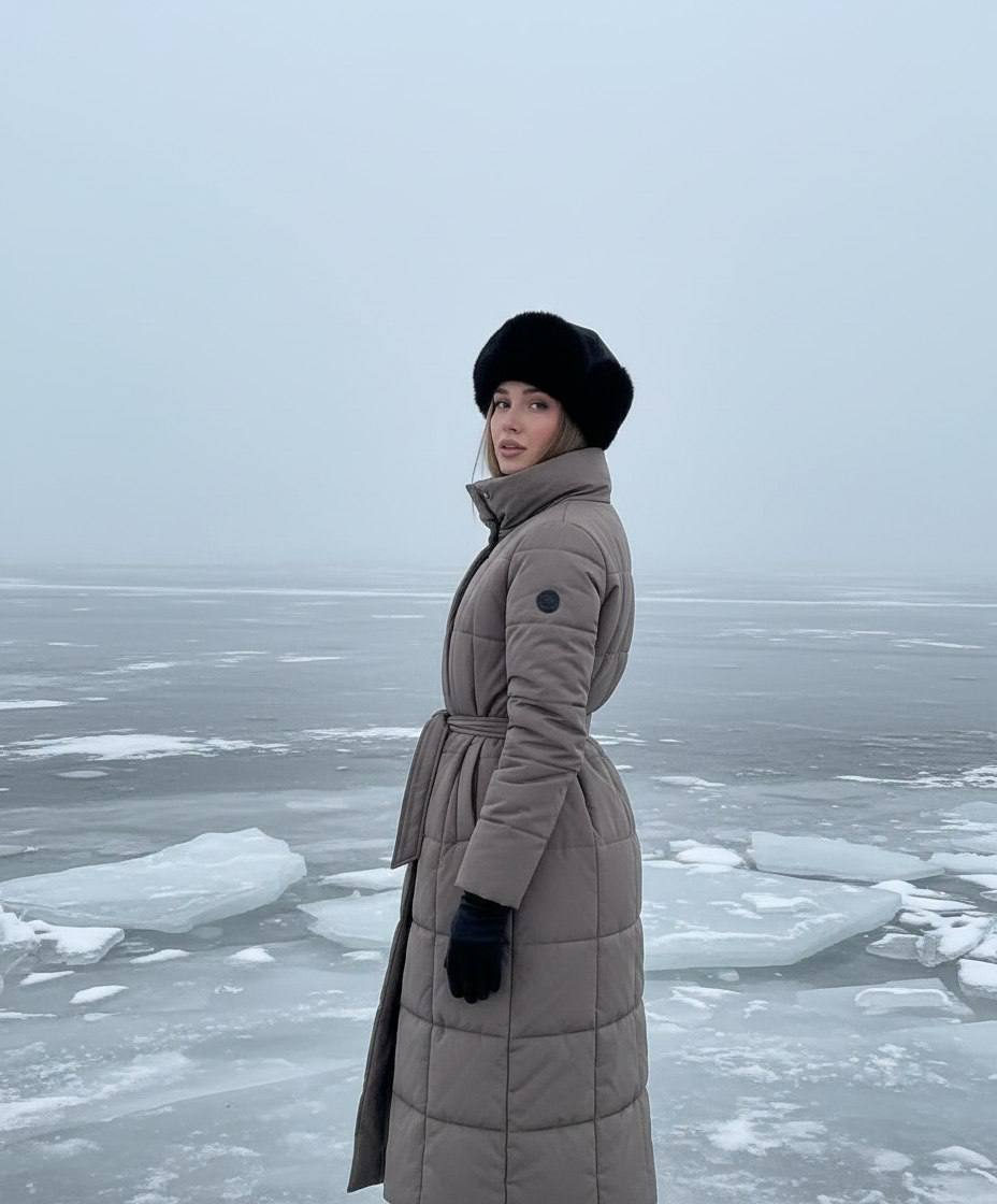 Serene Winter Portrait on Frozen Lake